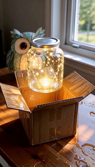 The jar glowing with gold light